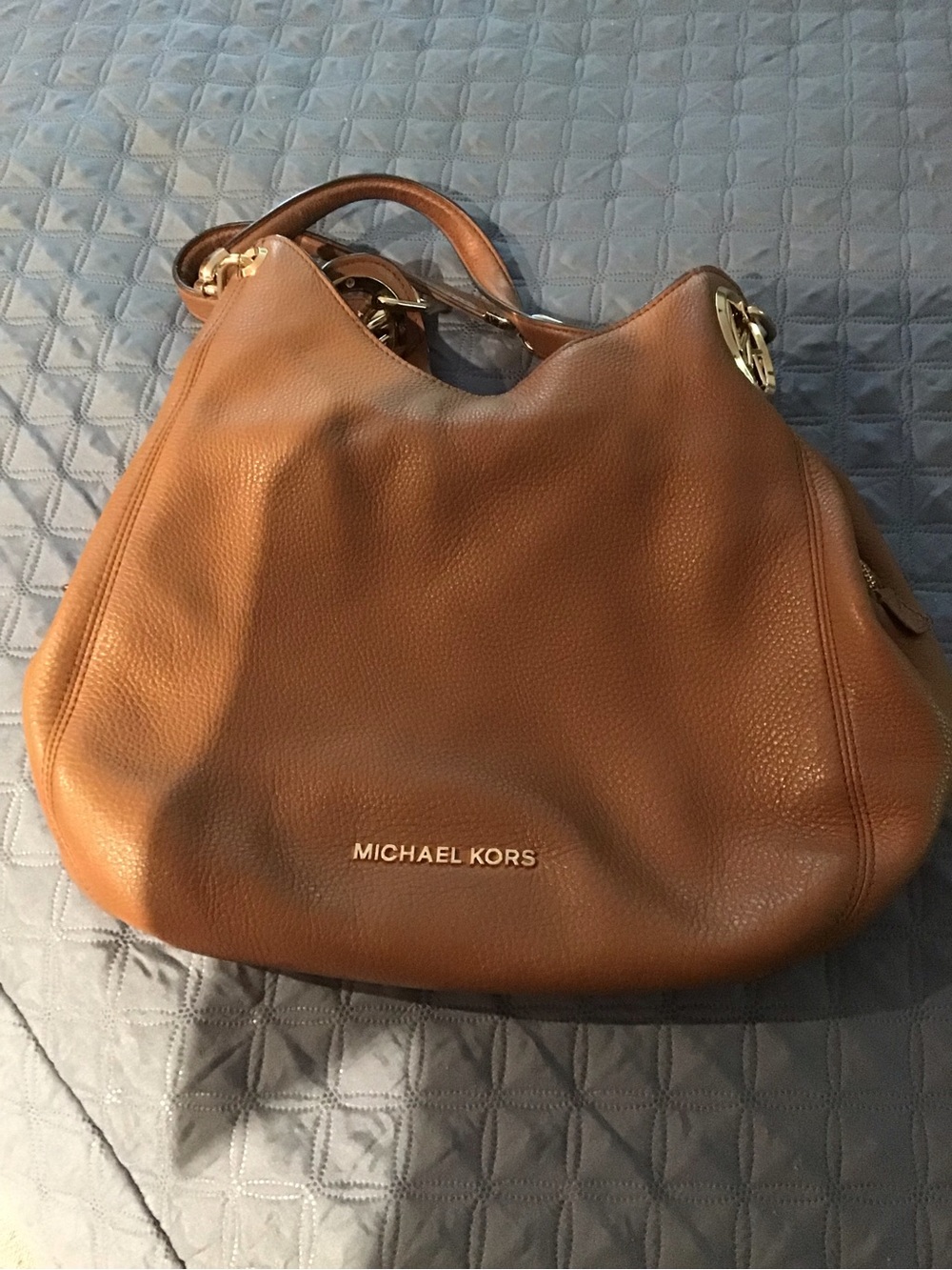 Michael Kors Brown Pebbled Leather Shoulder Hobo with Gold Hardware